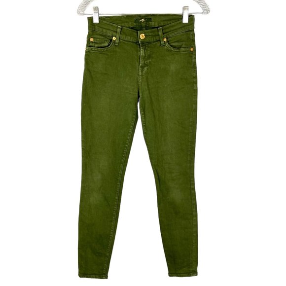 7FAMK 7 for all Mankind Womens Green Skinny Ankle Jeans Stretchy size 26 - Picture 1 of 10